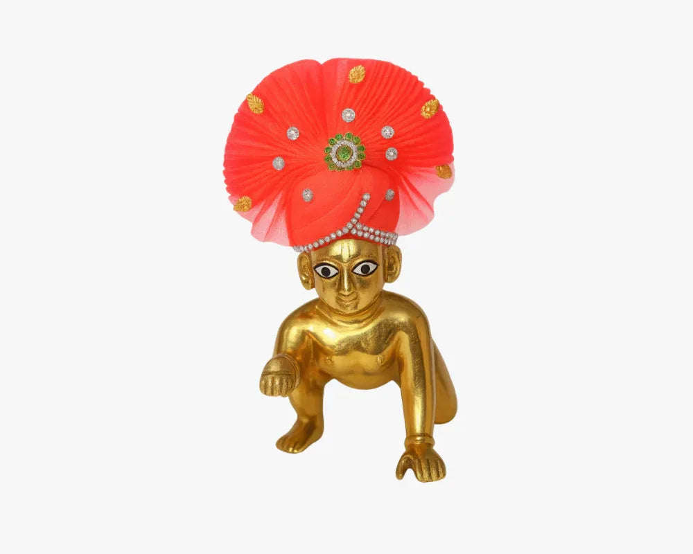 Zari and Stone Work Pink Mukut for Laddu Gopal Lordkart
