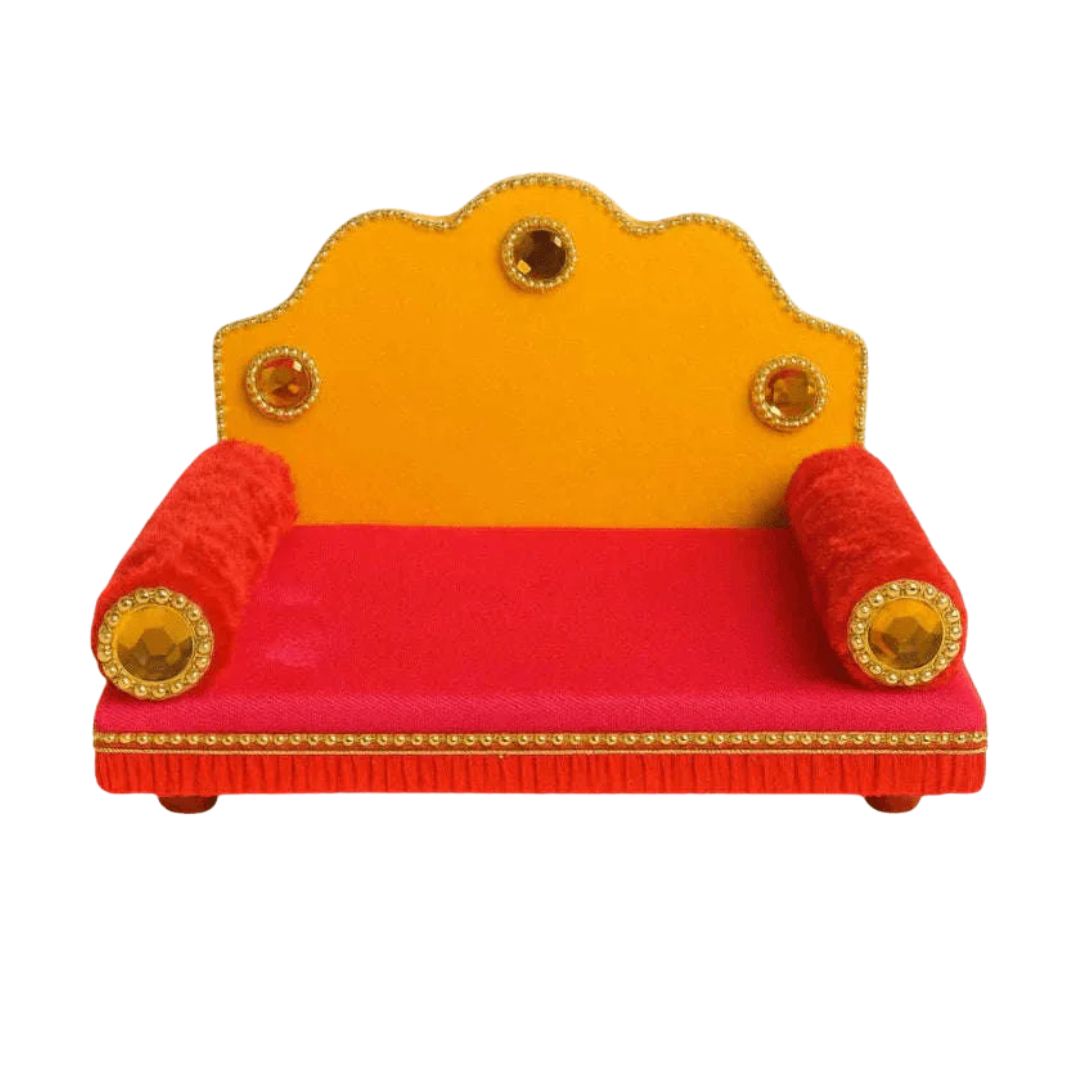 Decorative Red & Yellow Sinhasan for Bal Gopal