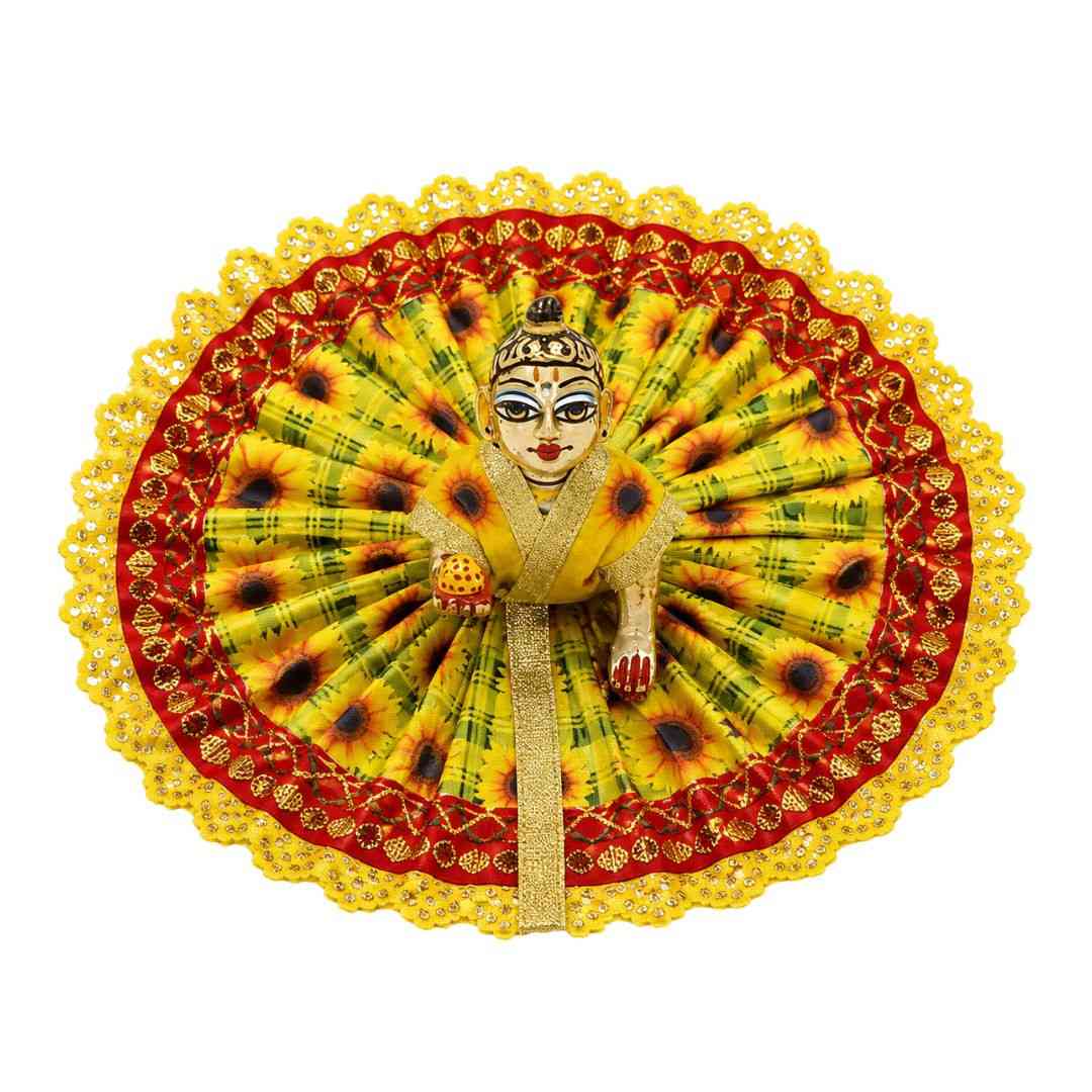 Radiant Yellow Sunflower Laddu Gopal Summer Dress