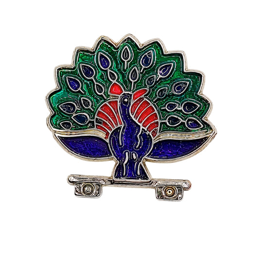 Blue Green Metal Dancing Peacock for Laddu Gopal Shringar Decor
