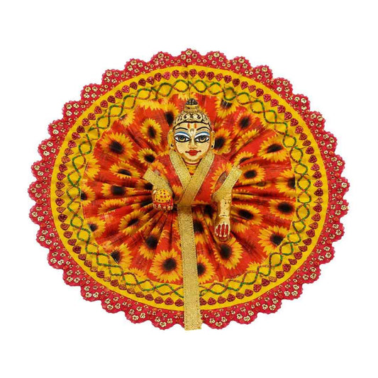 Beautiful Orange and Red Sunflower Laddu Gopal Summer Dress