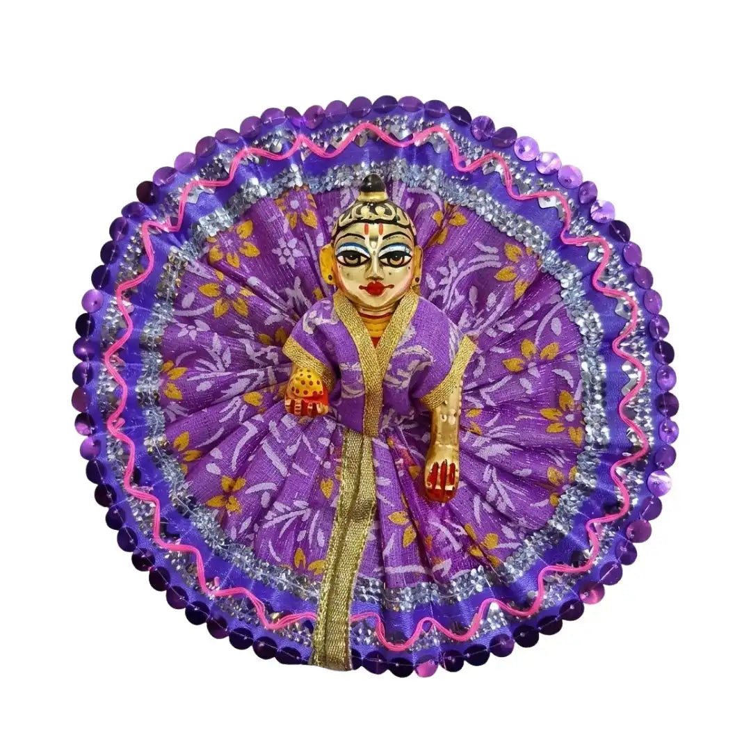 Handmade Purple Floral Fan Design Dress for Laddu Gopal - Size 3