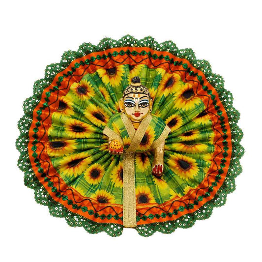 Vibrant Green and Yellow Sunflower Laddu Gopal Summer Dress