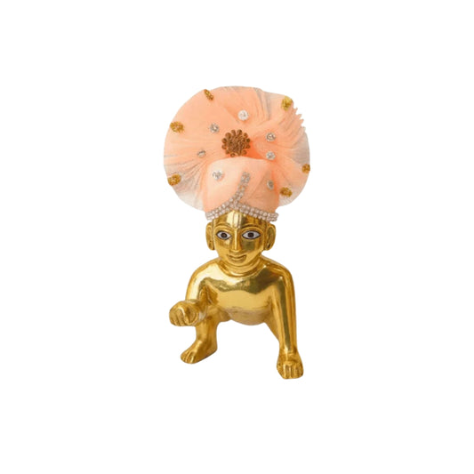 Zari and Stone Work Orange Mukut for Bal Gopal
