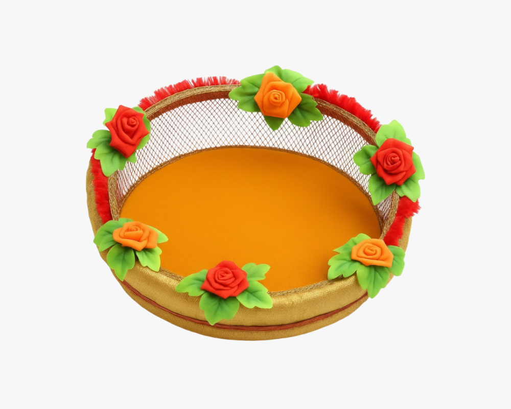 Handcrafted Yellow Flower Tokri for Laddu Gopal