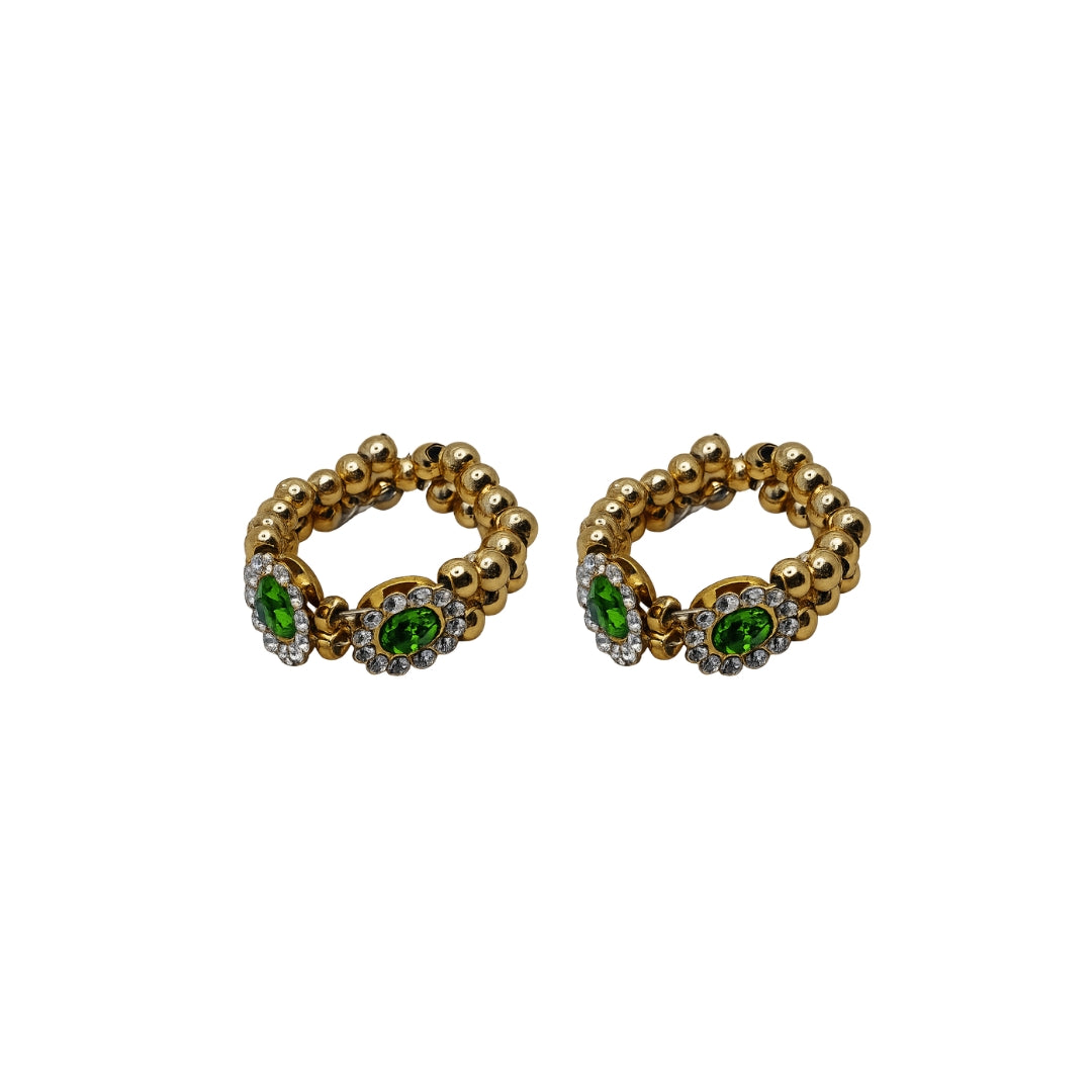 Premium Golden Beads & Green Jarkan Kangan for Laddu Gopal (Size 0-6)