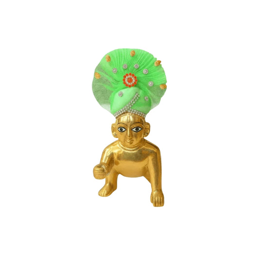 Zari and Stone Work Green Mukut for Bal Gopal
