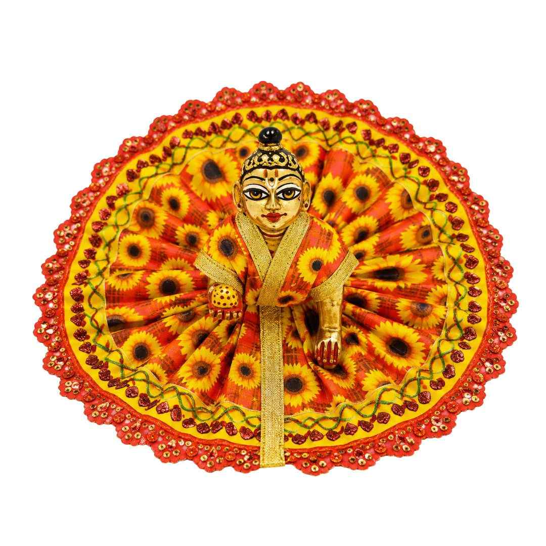 Bright Red and Yellow Sunflower Laddu Gopal Summer Dress