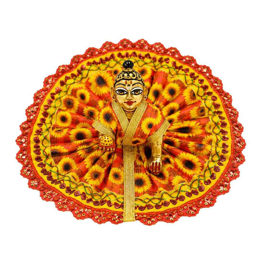 Bright Red and Yellow Sunflower Laddu Gopal Summer Dress