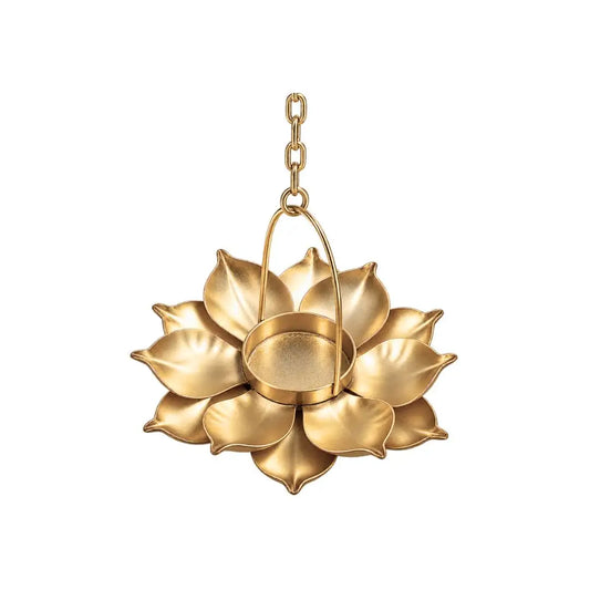 Golden Metal Hanging Lotus Diya for Diwali Puja & Home Decoration
