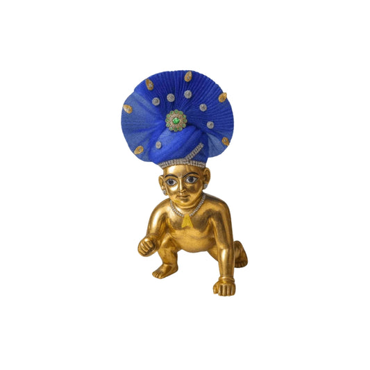 Zari and Stone Work Blue Mukut for Laddu Gopal