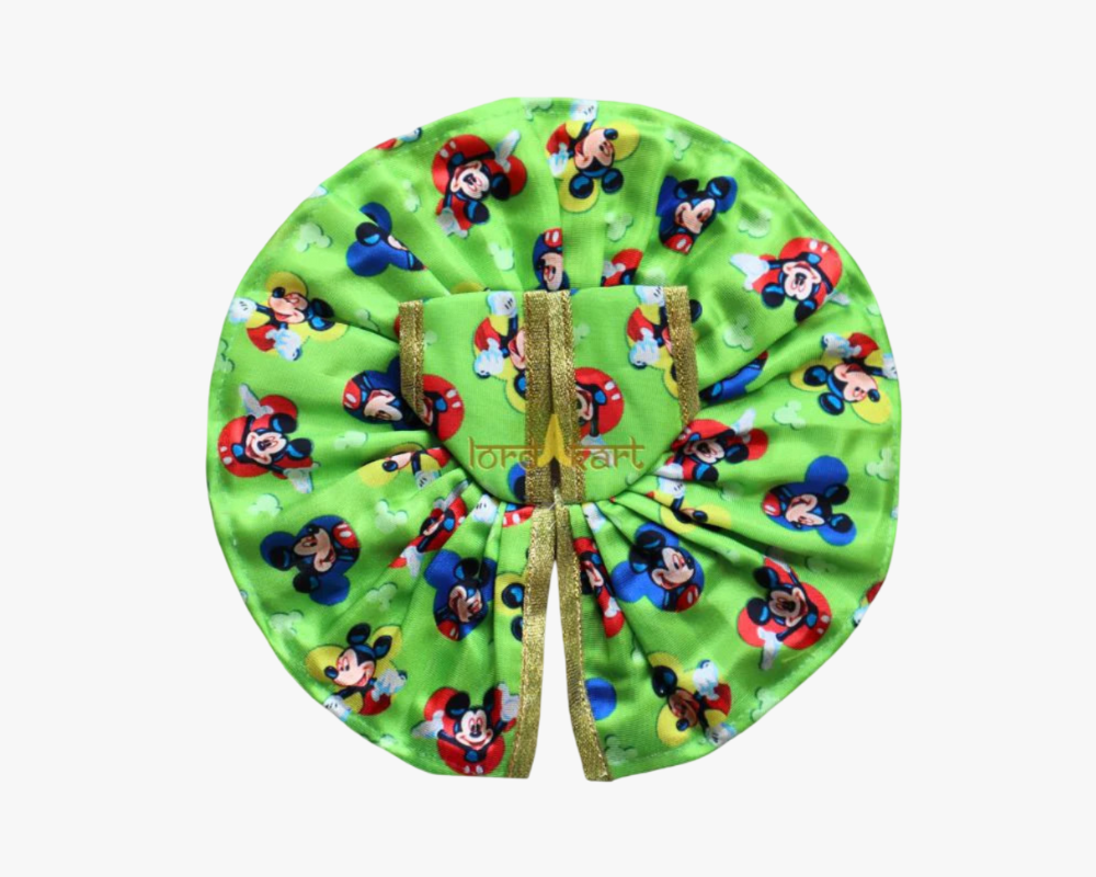 Mickey Mouse Printed Green Silk Poshak for Bal Gopal Lordkart