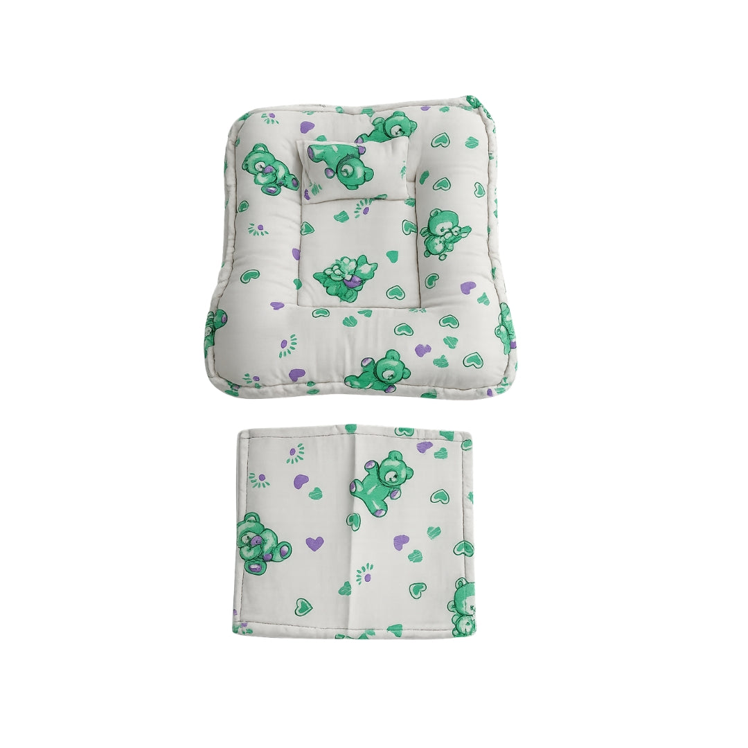 Soft Green and White Laddu Gopal Bistar Pillow and Chadar Set