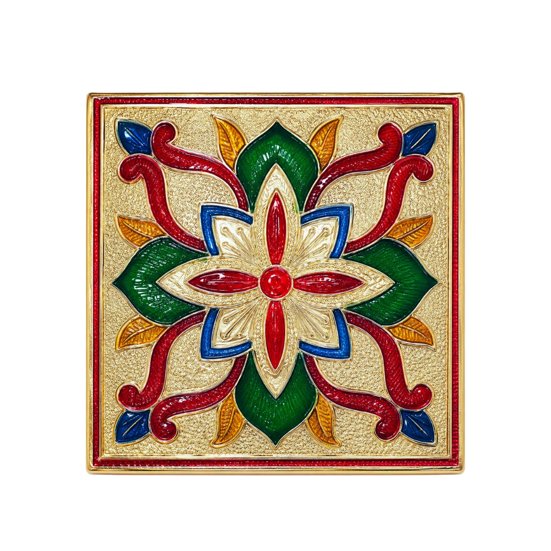 Colorful Lotus Design Laddu Gopal Aasan with Meenakari Style Work