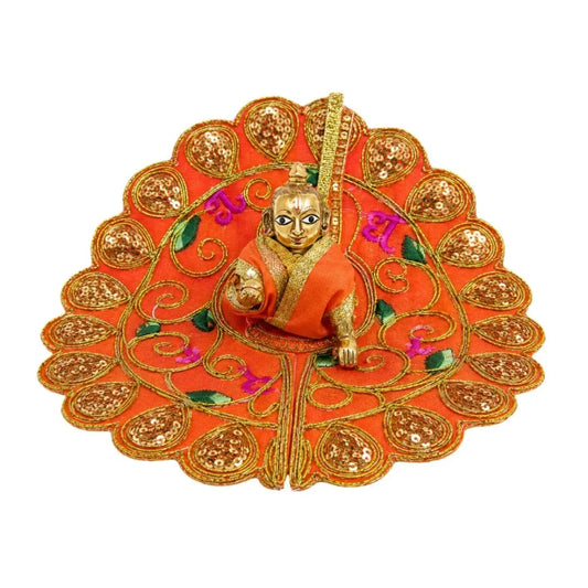 Orange Laddu Gopal Heavy Dress Festival Poshak For Thakur Ji