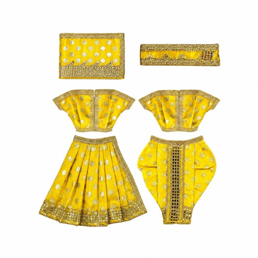 Premium Yellow Dress for Radha Krishna with Lace Work ( Size: 2 No )