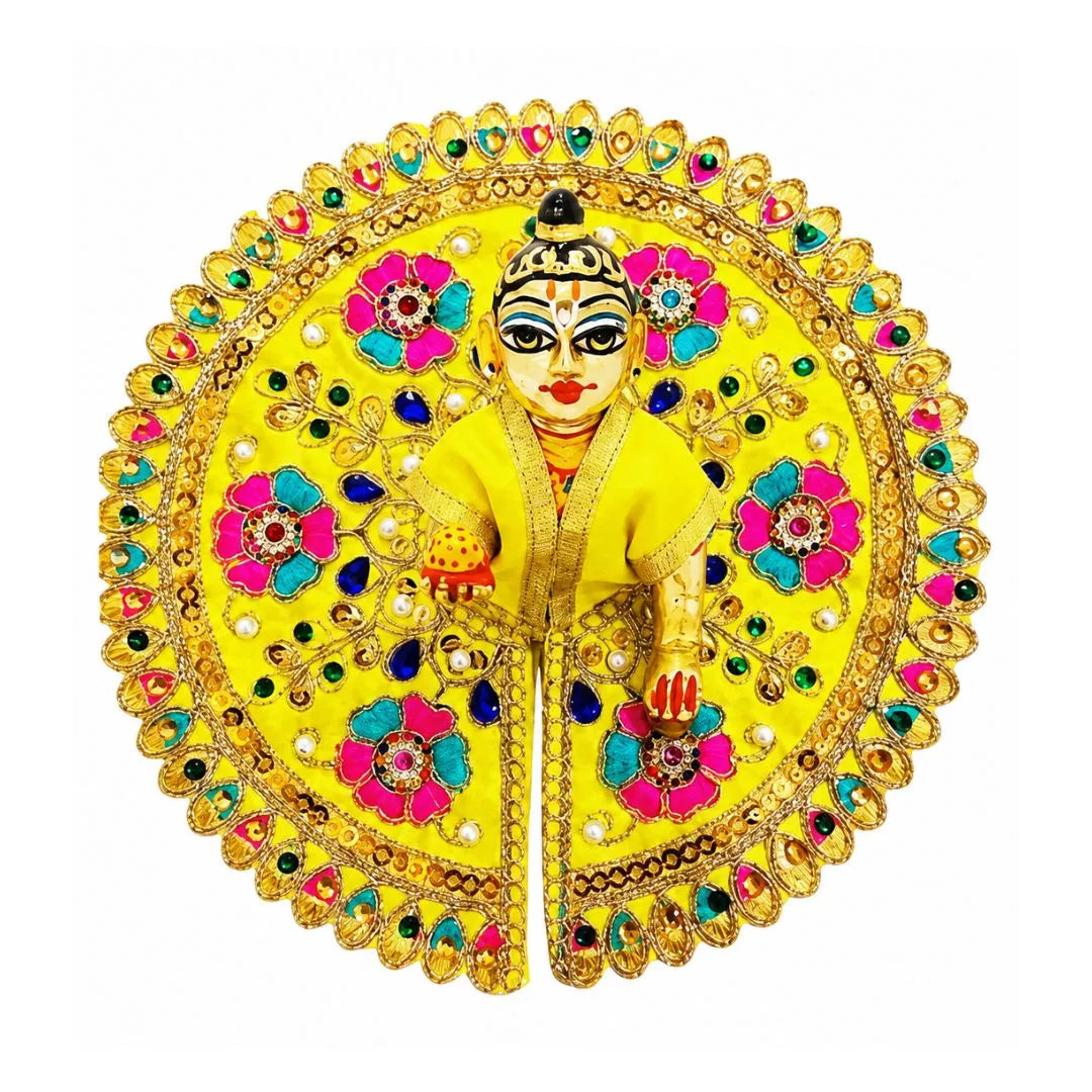 Premium Yellow Heavy Embroidered Laddu Gopal Poshak - Size 4