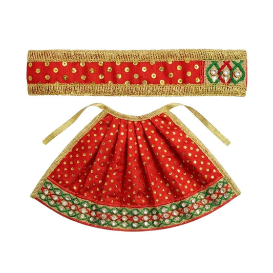 Fancy Maa Durga Red Color Lehenga with Patka