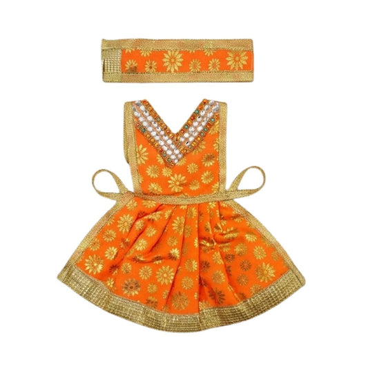 Premium Mata Rani Orange Lehenga & Patka Set for Navratri