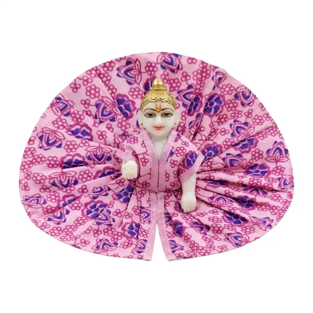 Handcrafted Pink & Purple Floral Cotton Poshak for Laddu Gopal