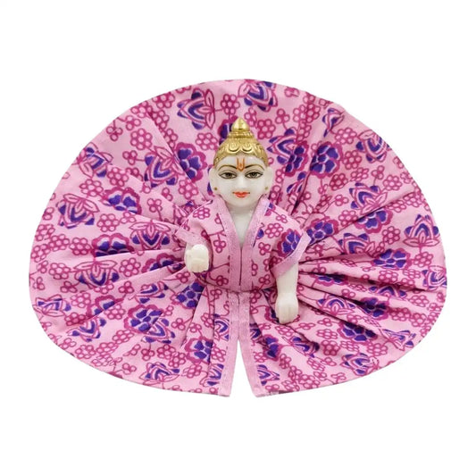 Handcrafted Pink & Purple Floral Cotton Poshak for Laddu Gopal