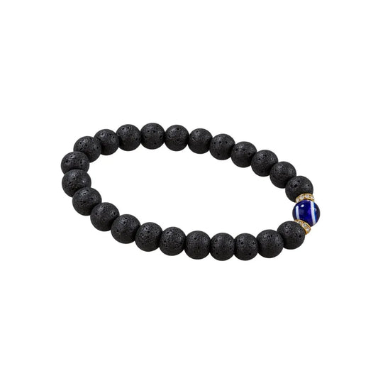 Black Lava Stone Najariya Evil Eye Bead Bracelet