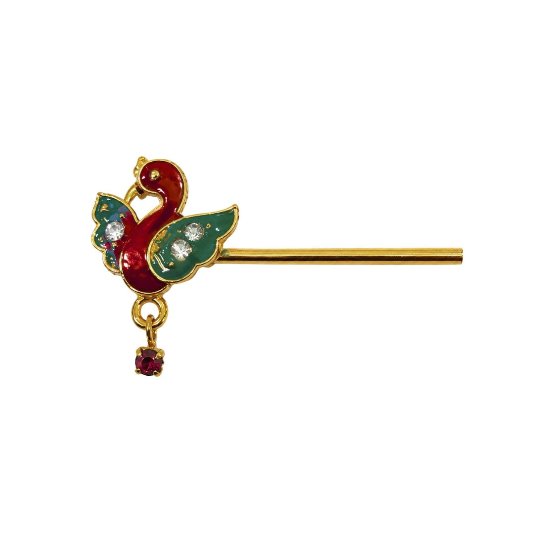 Lordkart Red and Green Jeweled Swan Laddu Gopal Bansuri