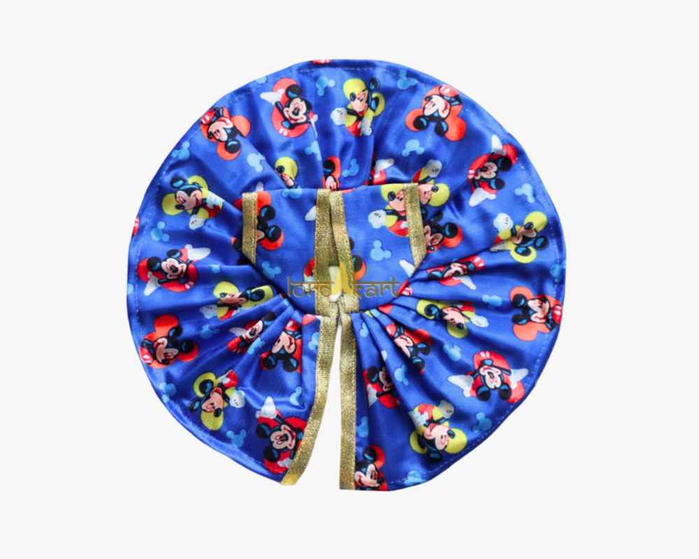 Mickey Mouse Printed Blue Silk Poshak for Bal Gopal Lordkart