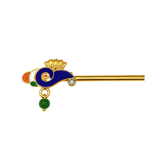 Royal Blue Meenakari Laddu Gopal Bansuri Fancy Krishna Flute Deity Ornament