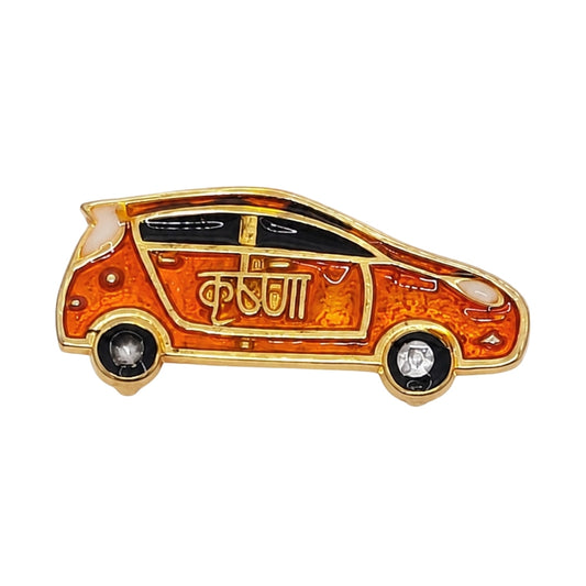 Decorative Orange Metal Radhey Radhey Car Toy for Laddu Gopal Sringar