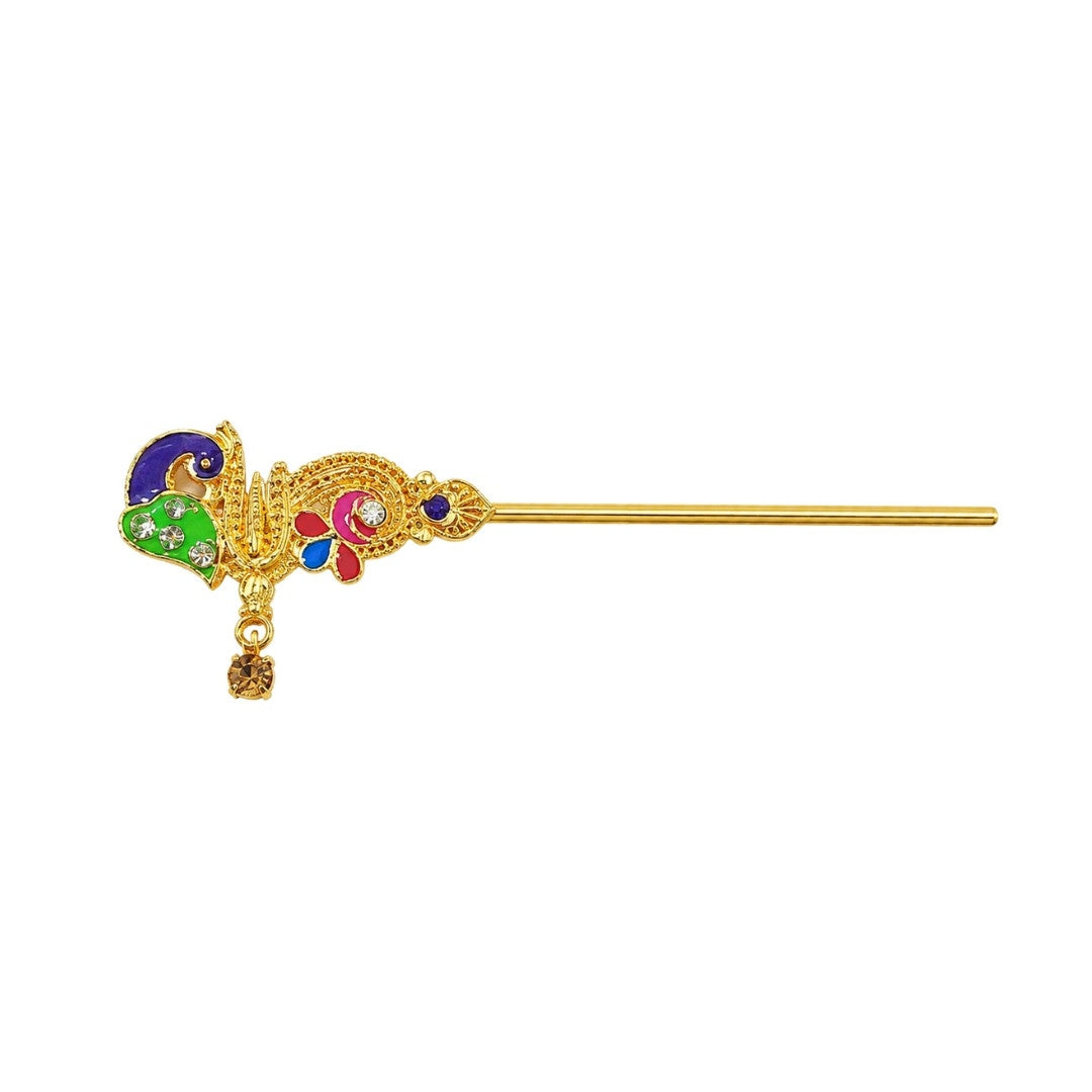 Designer Purple and Green Laddu Gopal Golden Flute
