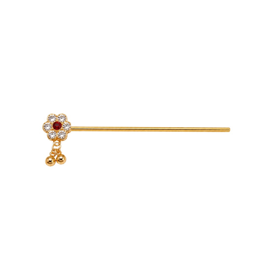 Designer Red Stone Golden Laddu Gopal Bansuri