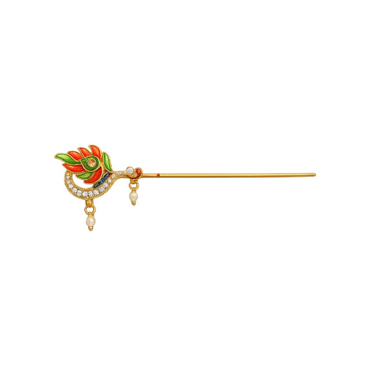 Peacock Feather & Zari Work Metal Multicolor Bansuri