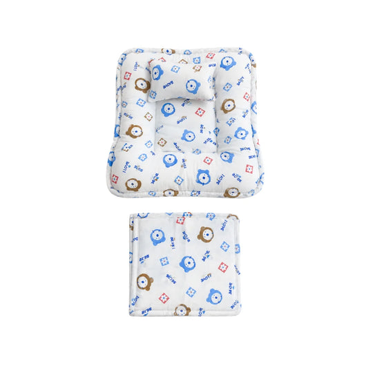 Premium Blue and White Laddu Gopal Bistar Pillow and Chadar
