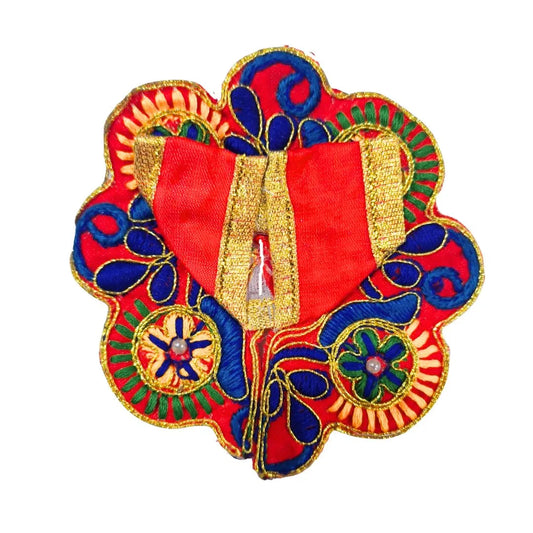 Vibrant Red Floral Embroidered Laddu Gopal Poshak (Size 0)