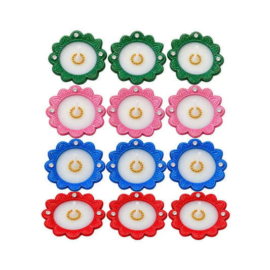 Handcrafted Scented Floral Wax Colorful Diyas for Diwali Decoration - Set of 12