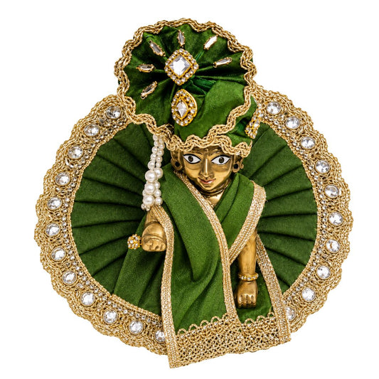 Fany Green Heavy Laddu Gopal Dress with Pagdi & Patka