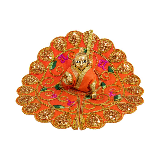 Orange Laddu Gopal Heavy Dress Festival Poshak For Thakur Ji
