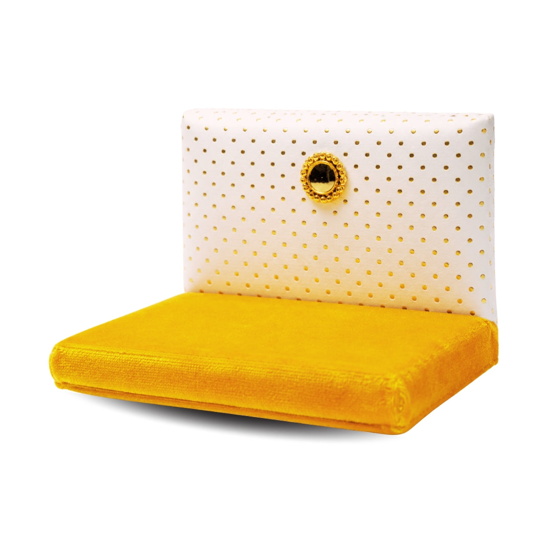 Premium Yellow Velvet Laddu Gopal Singhasan with Decorative Back
