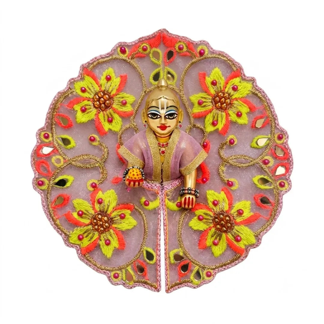 Hand-Embroidered Floral Laddu Gopal Transparent Poshak