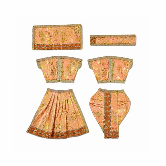 Fancy Light Orange Dress for Radha Krishna with Premium Lace Work