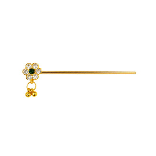Beautiful Green Stone Golden Laddu Gopal Bansuri
