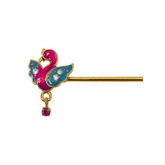 Lordkart Royal Blue and Pink Crystal Swan Laddu Gopal Bansuri