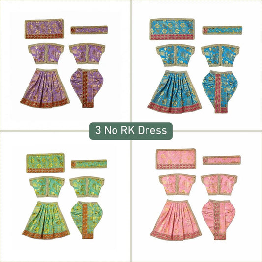 Traditional Radha Krishna (RK) Dress Combo - 4 Vibrant Colors (Size 3 No.)