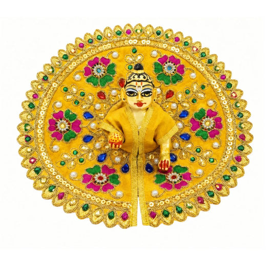 Premium Mustard Color Heavy Embroidered Laddu Gopal Poshak - Size 4