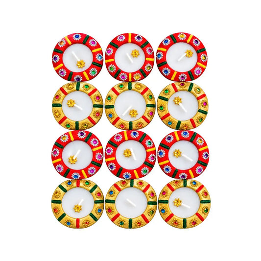 Decorative 12 Colorful Diya Set for Diwali Decoration