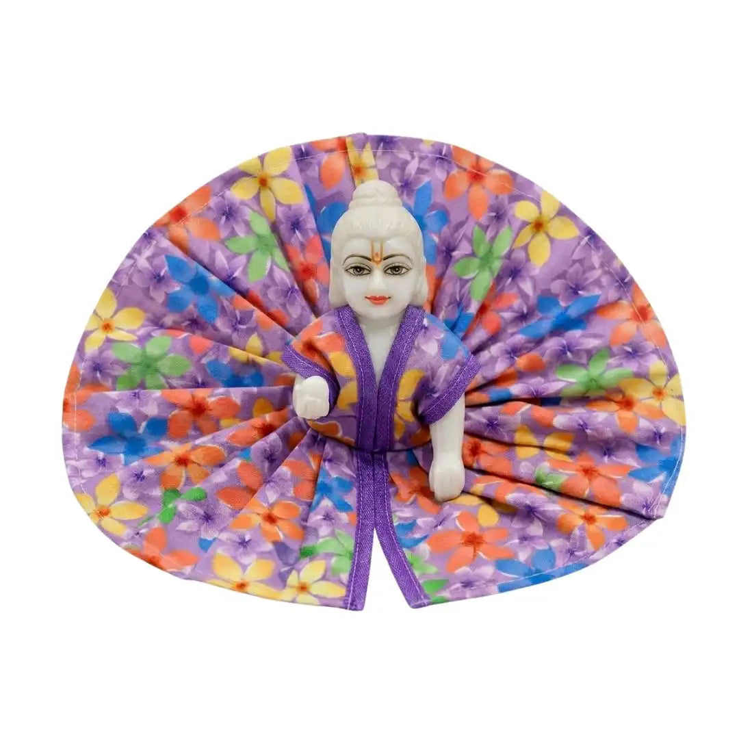 Vibrant Purple Floral Laddu Gopal Poshak - Pure Cotton Daily Wear Poshak