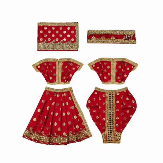 Premium Red Color Dress for Radha Krishna with Lace Work ( Size: 2 No )