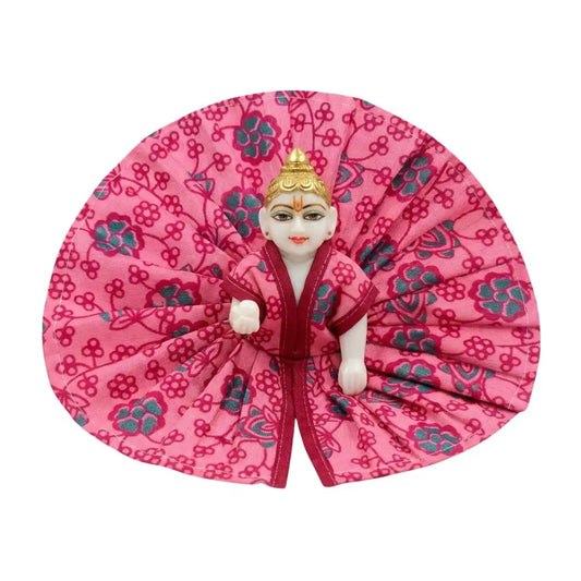 Handcrafted Pink Floral Cotton Dress for Laddu Gopal / Kanha Ji Poshak