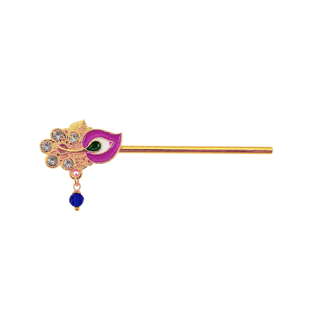 Vibrant Magenta and Green Peacock Design Bansuri for Bal Gopal